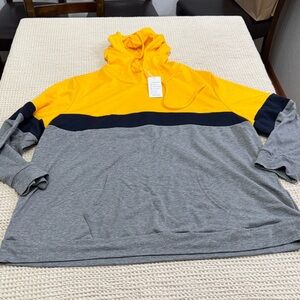 Yellow and Gray Colorblock Women's Plus Size Hoodie